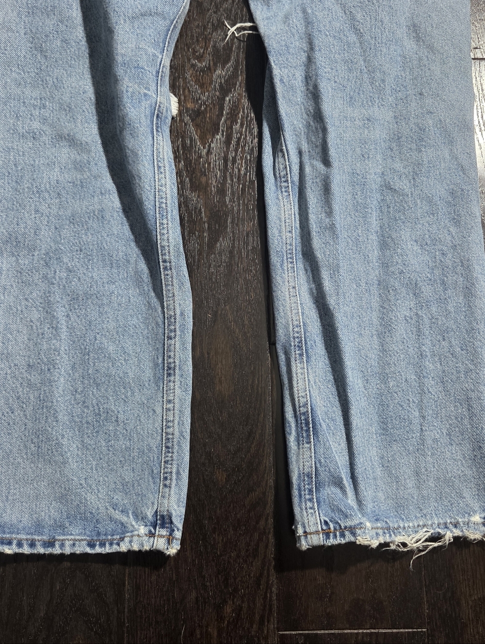 Agolde Light Blue Straight Leg Distressed Jeans - Picture 9 of 9